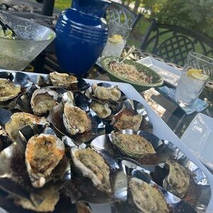 Sur La Table oyster shell holders for char grilling, baking, broiling oysters